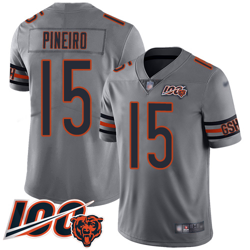 Chicago Bears Limited Silver Men Eddy Pineiro Jersey NFL Football #15 100th Season Inverted Legend